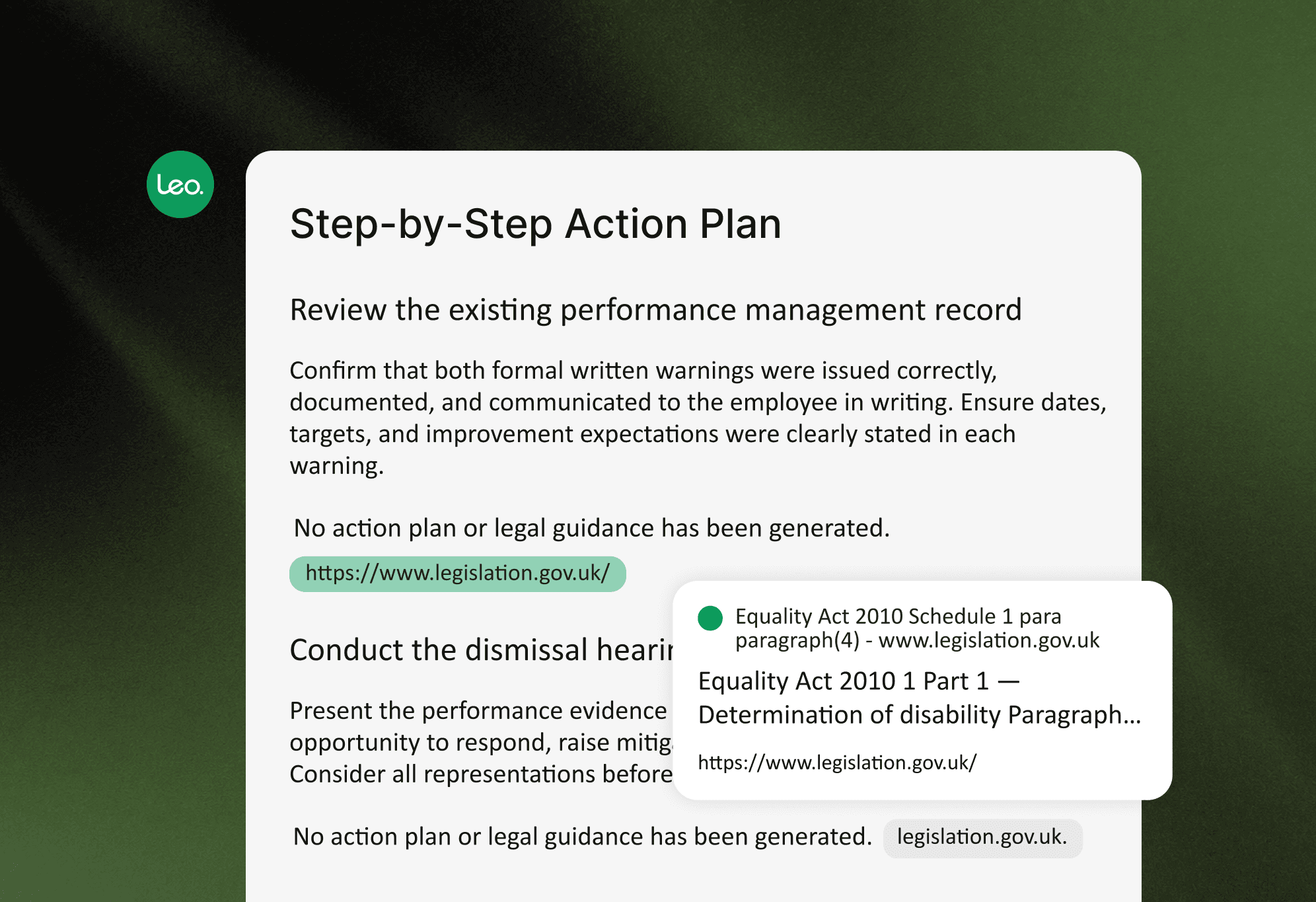 Get step-by-step action plans backed by authoritative sources and citation traceability